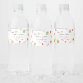 Colourful & Vibrant  Wildflowers Water Bottle Labe Label