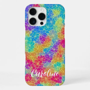 Colourful vibtrant rainbow floral pattern name iPhone 16 pro max case