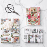 Colourful Victorian Christmas Card Collage Wrapping Paper Sheet<br><div class="desc">Charming and festive collection of restored Victorian Christmas card art featuring poinsettias,  rustic vignettes,  scenes of children making merry,  and holly-embellished greetings. Patterns are seamless and can be scaled up or down,  two with editable background colours.</div>