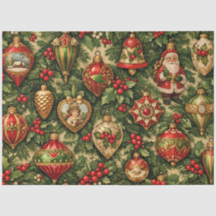 Colourful Victorian Christmas Ornaments on the Tre Tissue Paper
