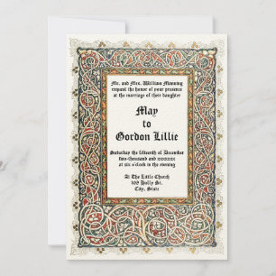 Colourful Victorian Era Foliage & Floral Border Invitation