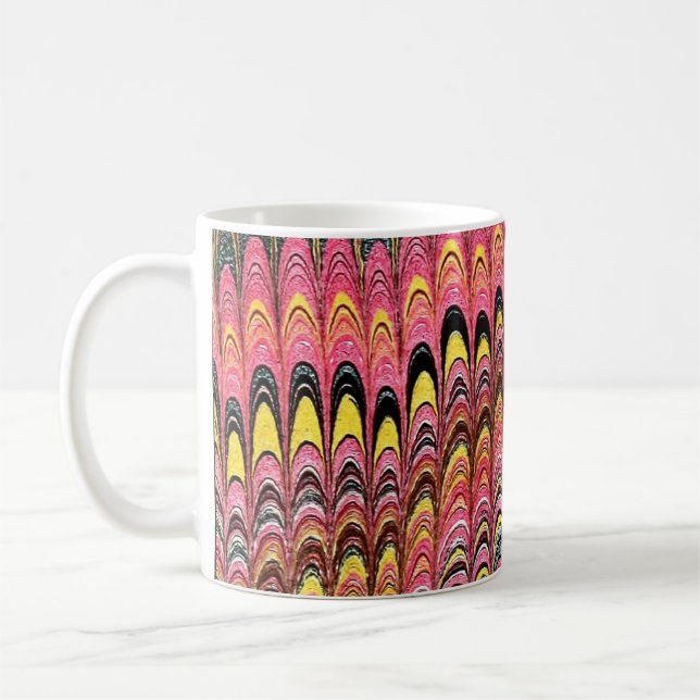 Colourful Victorian Marbled Paper Cover Coffee Mug (Left)