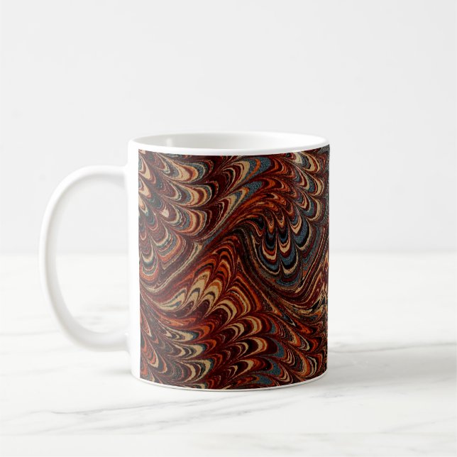 Colourful Victorian Marbled Paper Cover Coffee Mug (Left)