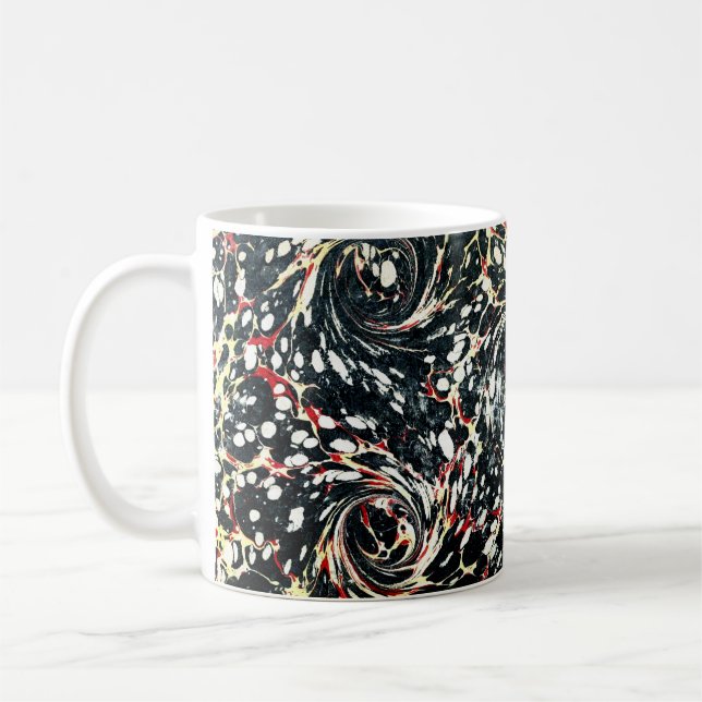 Colourful Victorian Marbled Paper Cover Coffee Mug (Left)