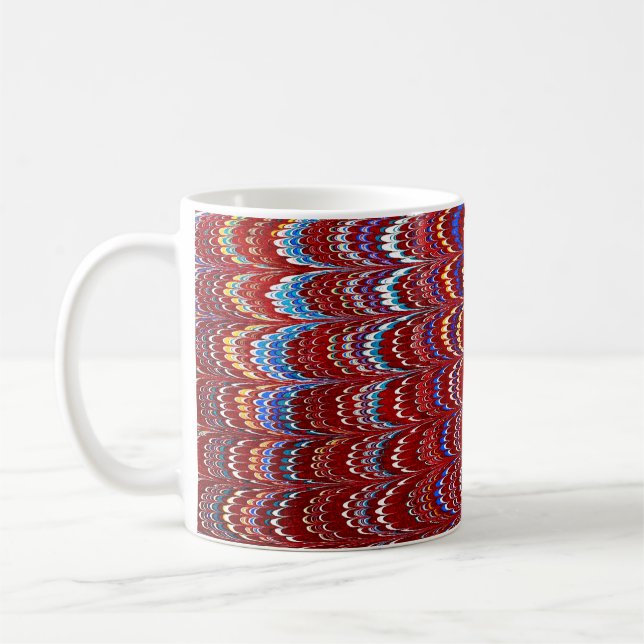 Colourful Victorian Marbled Paper Cover Coffee Mug (Left)
