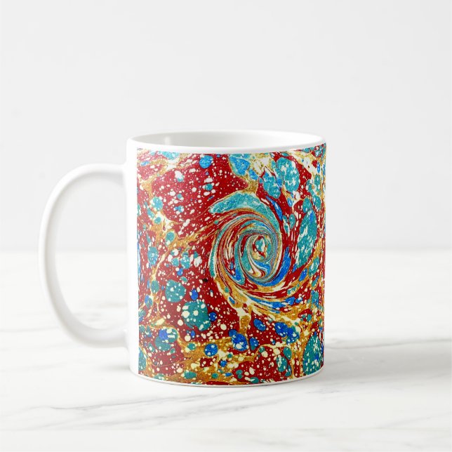 Colourful Victorian Marbled Paper Cover Coffee Mug (Left)