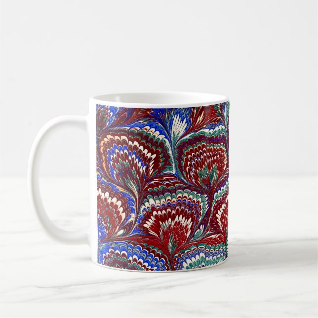 Colourful Victorian Marbled Paper Cover Coffee Mug (Left)