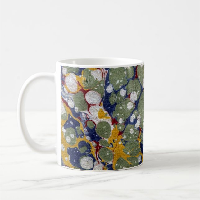 Colourful Victorian Marbled Paper Cover Coffee Mug (Left)