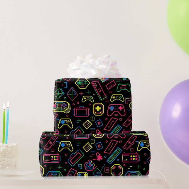 Colourful Video Game Controller Pattern  Wrapping Paper (Party Gifts)