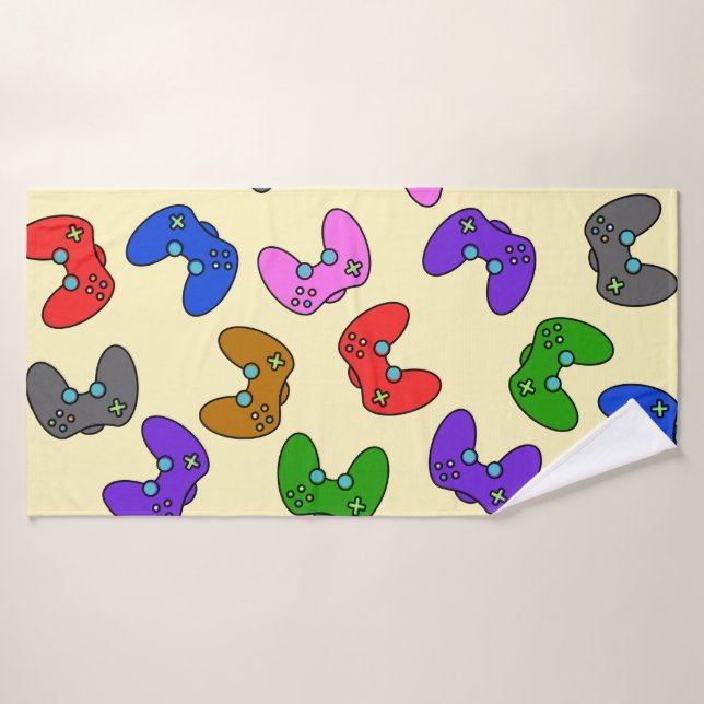  Colourful Video Game Controllers Bath Towel (Bath Towel)