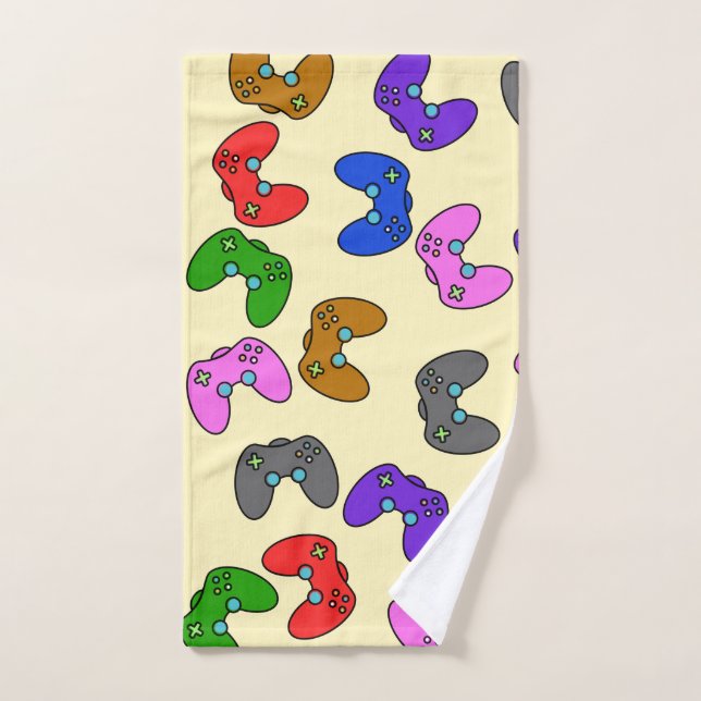  Colourful Video Game Controllers Hand Towel (Hand Towel)