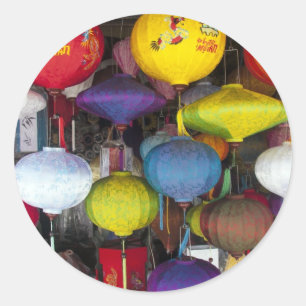 Colourful Vietnamese hanging lanterns Classic Round Sticker