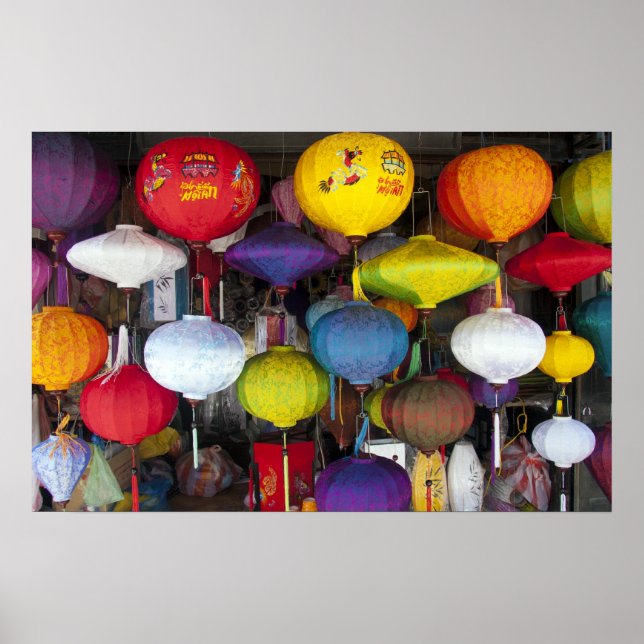 Colourful Vietnamese hanging lanterns Poster (Front)