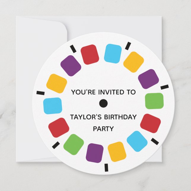 Colourful Viewmaster Reel Retro Modern Invitation (Front)