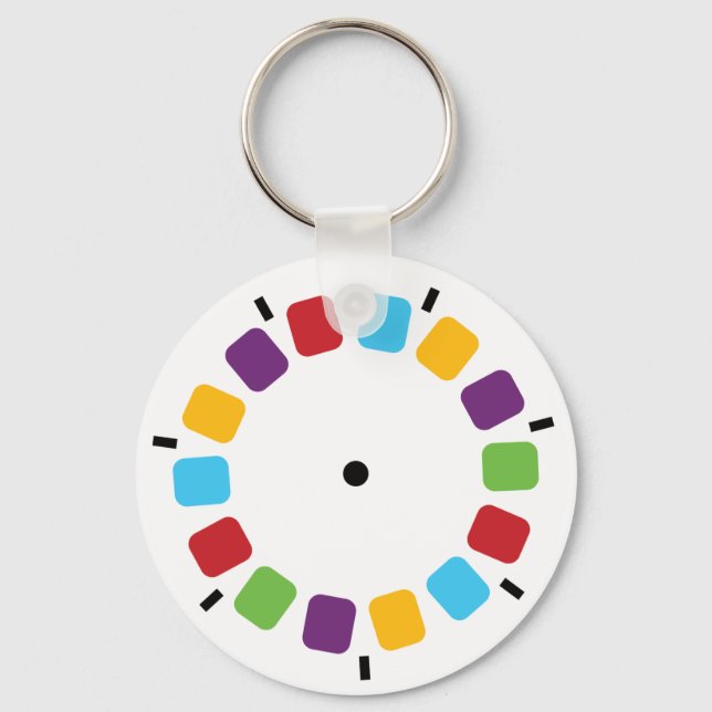 Colourful Viewmaster Reel Retro Modern Key Ring (Front)