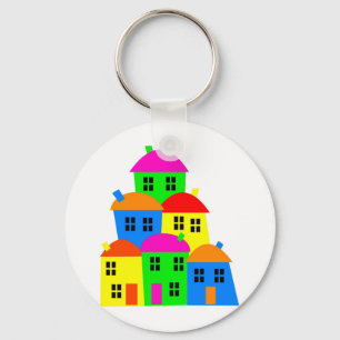 Colourful Village Key Ring