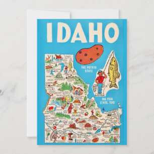 Colourful Vintage 5x7 Big Idaho Map Postcard