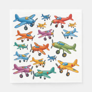 Colourful Vintage Aeroplanes Pattern – Retro Aviat Napkin