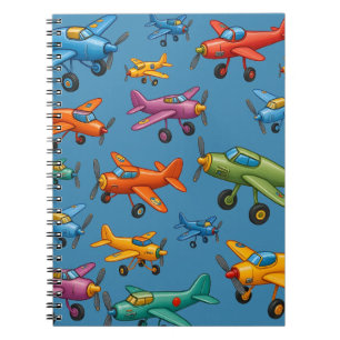 Colourful Vintage Aeroplanes Pattern – Retro Aviat Notebook