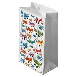 Colourful Vintage Aeroplanes Pattern – Retro Aviat Small Gift Bag