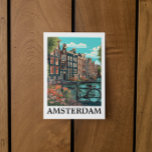 Colourful Vintage Amsterdam Netherlands Canal View Postcard<br><div class="desc">Stunning Amsterdam Netherlands customisable postcard that features the famous canals of the dutch capital Amsterdam,  Holland. This product makes a great travel souvenir and gift idea for every tourist and visitor of the european travel destination. Make it your own and purchase now.</div>