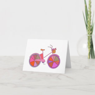 Colourful Vintage Bike with Flowers Illustration Card