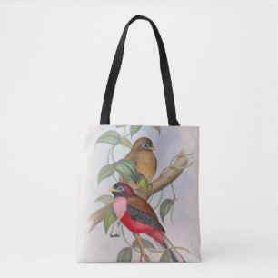 Colourful Vintage Bird Illustration Tote Bag