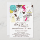 Colourful Vintage Birdcages Baby Shower Invitation
