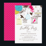 Colourful Vintage Birdcages Birthday Party Invitation<br><div class="desc">Invite guests to your event with this customisable birthday party invitation. It features birdcages,  lovebirds,  and flowers. It is perfect for spring and outdoor birthdays. Personalise by adding your details. Other colours are available.</div>