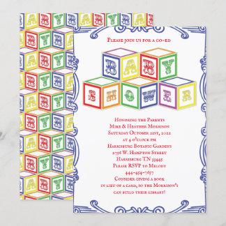 Colourful Vintage Blocks Baby Shower Invitation