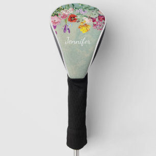 Colourful vintage blooming beautiful wildflowers golf head cover
