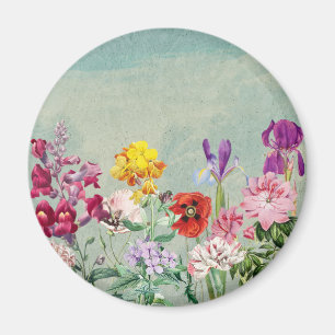 Colourful vintage blooming beautiful wildflowers magnet