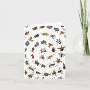 Colourful Vintage Bugs & Beetles Pattern Card