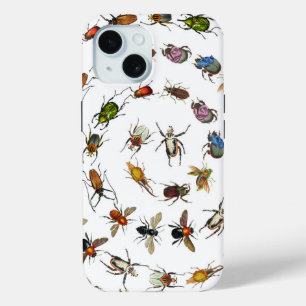 Colourful Vintage Bugs & Beetles Pattern iPhone 15 Case