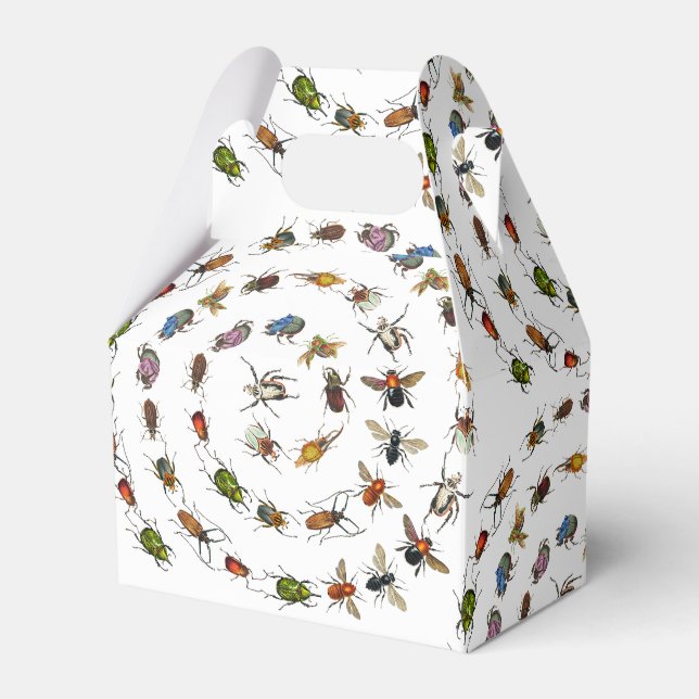 Colourful Vintage Bugs & Beetles Pattern Favour Box (Front Side)