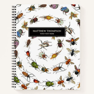 Colourful Vintage Bugs & Beetles Pattern Notebook