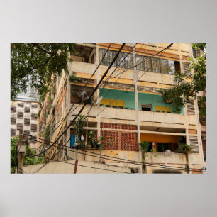 Colourful Vintage Building - Vietnamaged, ancient, Poster