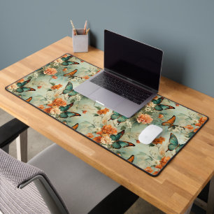 Colourful Vintage Butterflies and Flowers (10) Desk Mat