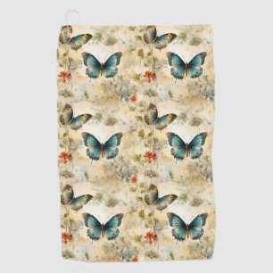 Colourful Vintage Butterflies and Flowers (11) Golf Towel