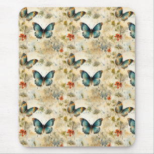 Colourful Vintage Butterflies and Flowers (11) Mouse Pad