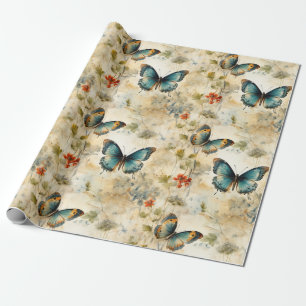 Colourful Vintage Butterflies and Flowers (11) Wrapping Paper