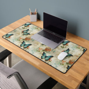 Colourful Vintage Butterflies and Flowers (12) Desk Mat