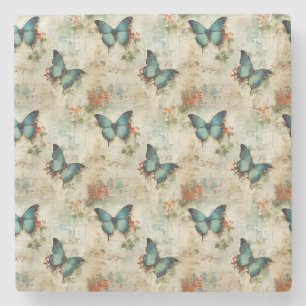 Colourful Vintage Butterflies and Flowers (12) Stone Coaster