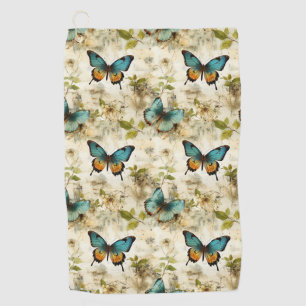 Colourful Vintage Butterflies and Flowers (1) Golf Towel
