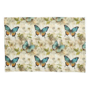 Colourful Vintage Butterflies and Flowers (1) Pillowcase