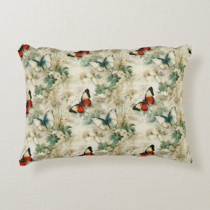 Colourful Vintage Butterflies and Flowers (2) Decorative Cushion