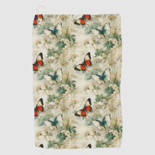 Colourful Vintage Butterflies and Flowers (2) Golf Towel