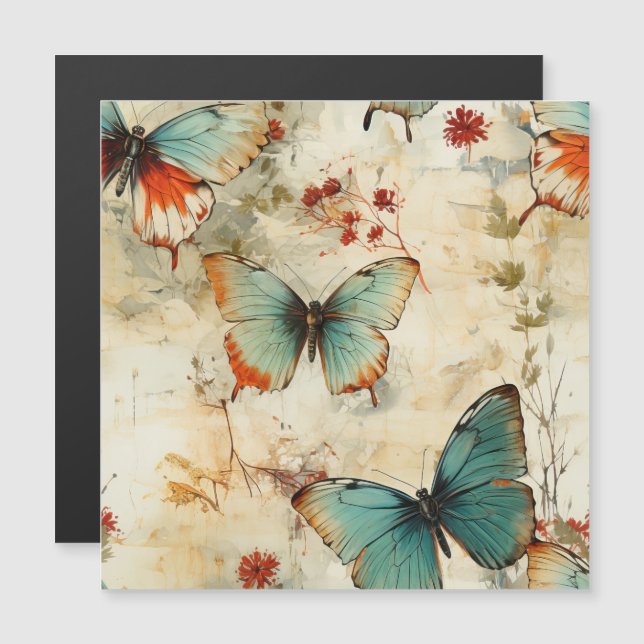 Colourful Vintage Butterflies and Flowers (3) (Front/Back)