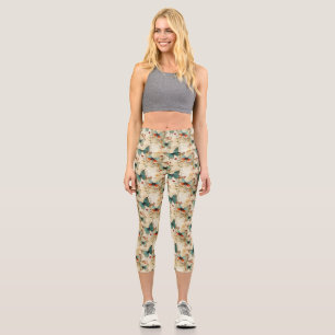 Colourful Vintage Butterflies and Flowers (3) Capri Leggings