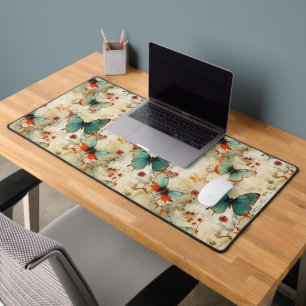Colourful Vintage Butterflies and Flowers (3) Desk Mat